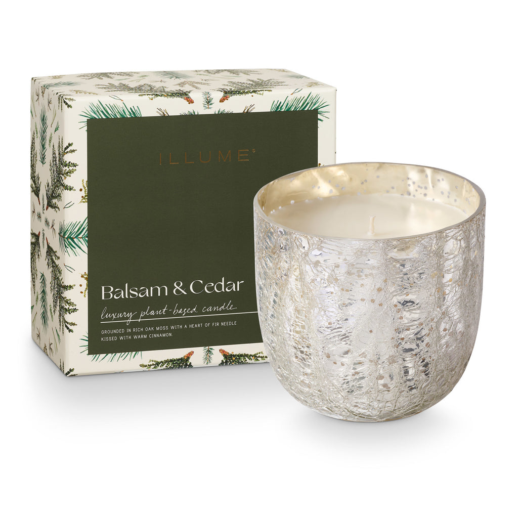 Balsam & Cedar Luxe Sanded Mercury Glass Illume Candle